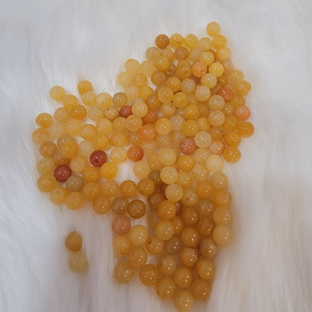 6mm yellow jade loose beads